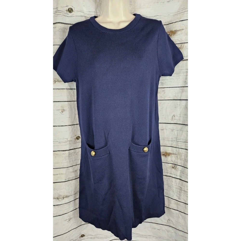 Tuckernuck Pomander Place Jessica Knit Shift Dress M Navy Blue Classic
